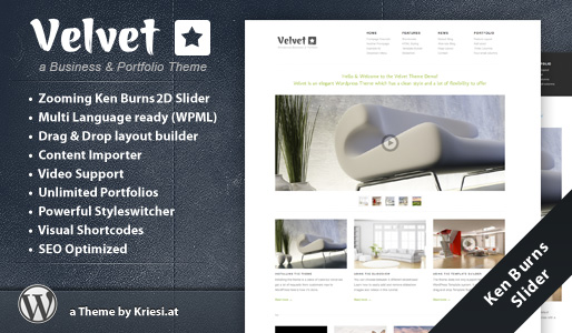 Velvet – WordPress Theme with Ken Burns Slider