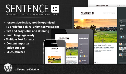 Sentence: a responsive WordPress Blog and Portfolio Theme